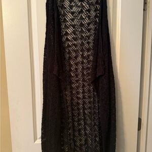 Maurice's Black Lace Open Tank Cardigan